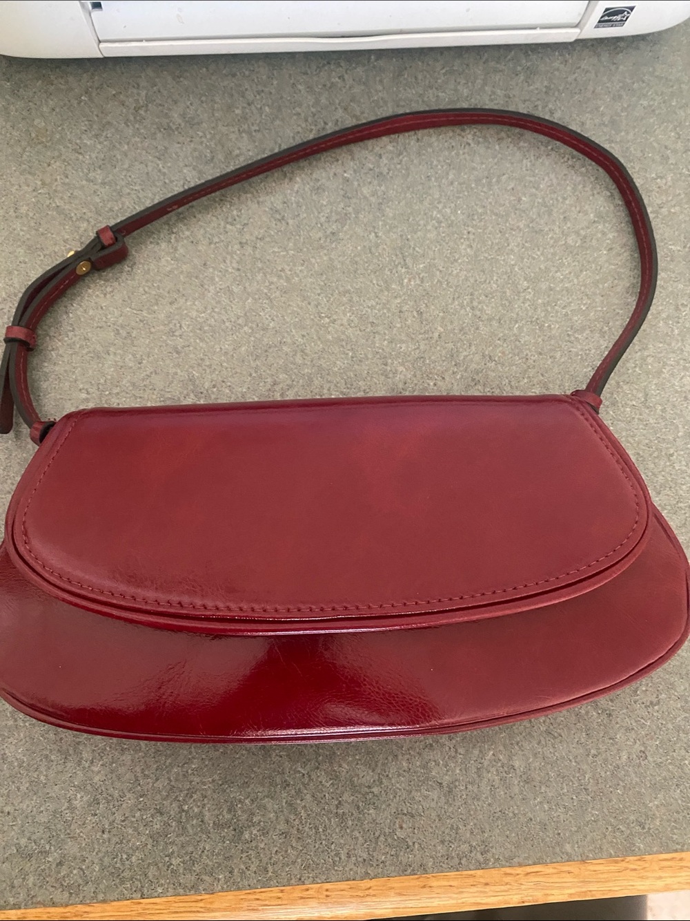 Zara Deep Red Leather Shoulder Bag